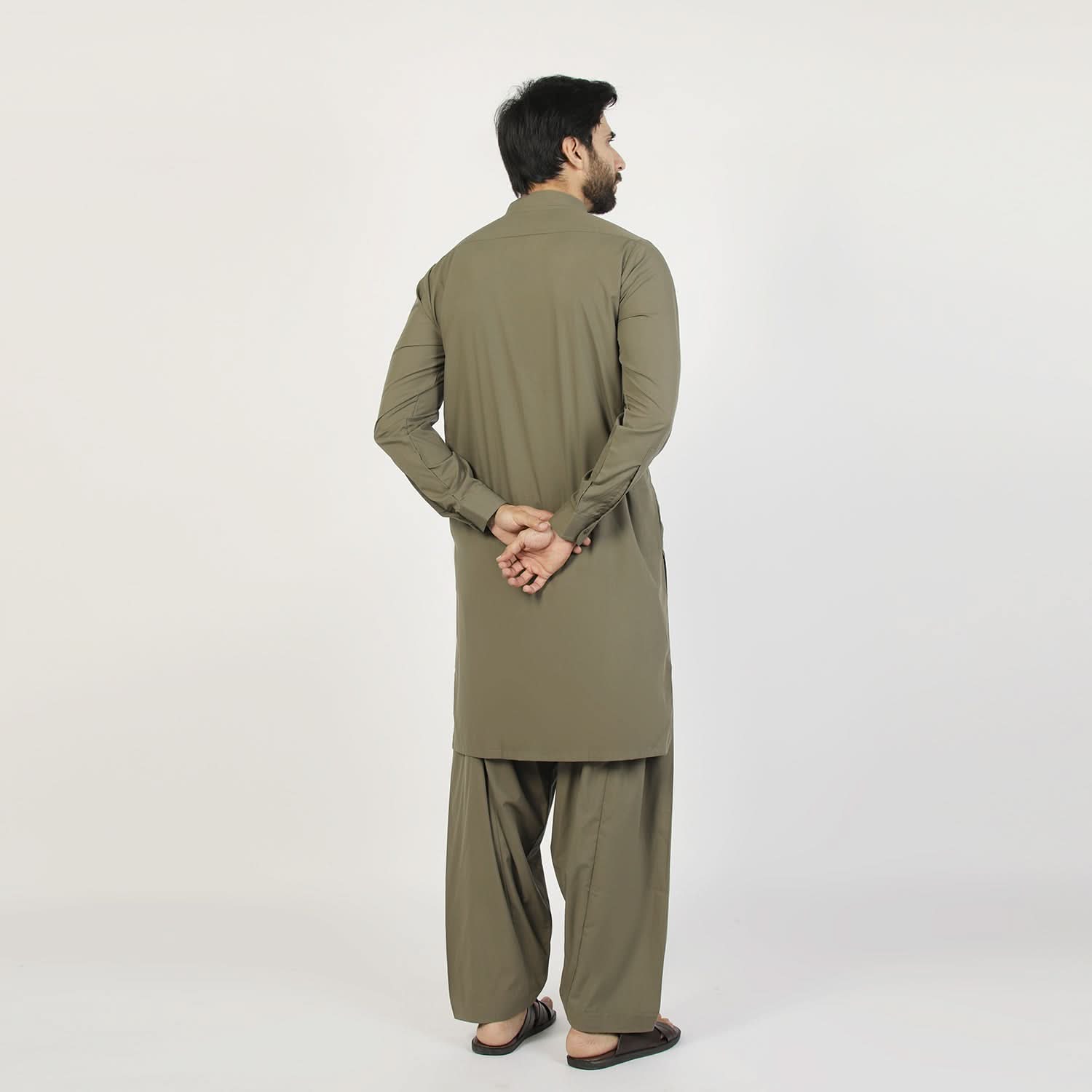 Eminent Men's Trim Fit Plain Shalwar Suits - Olive, Men's Shalwar Kameez, Eminent, Chase Value