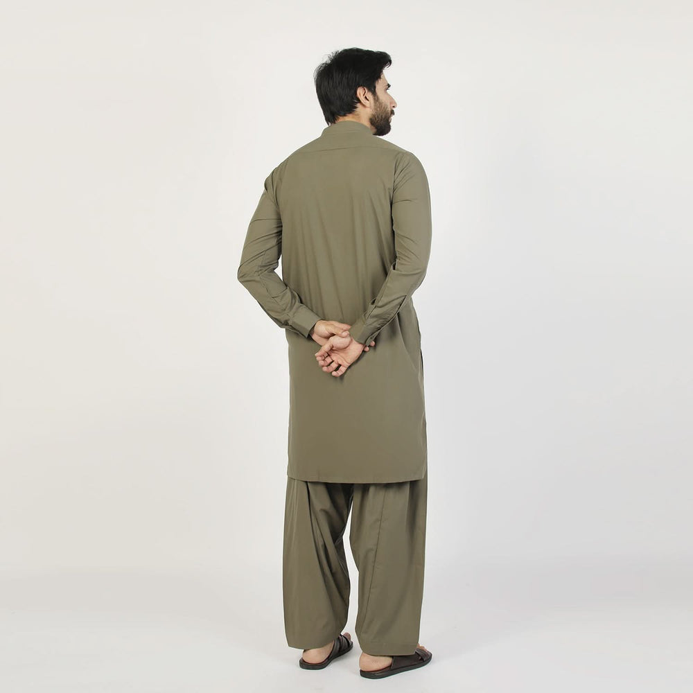 Eminent Men's Trim Fit Plain Shalwar Suits - Olive, Men's Shalwar Kameez, Eminent, Chase Value