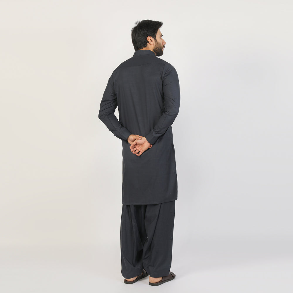 Men's Slim Fit Kameez Shalwar Suit - Dark Grey, Men's Shalwar Kameez, Chase Value, Chase Value