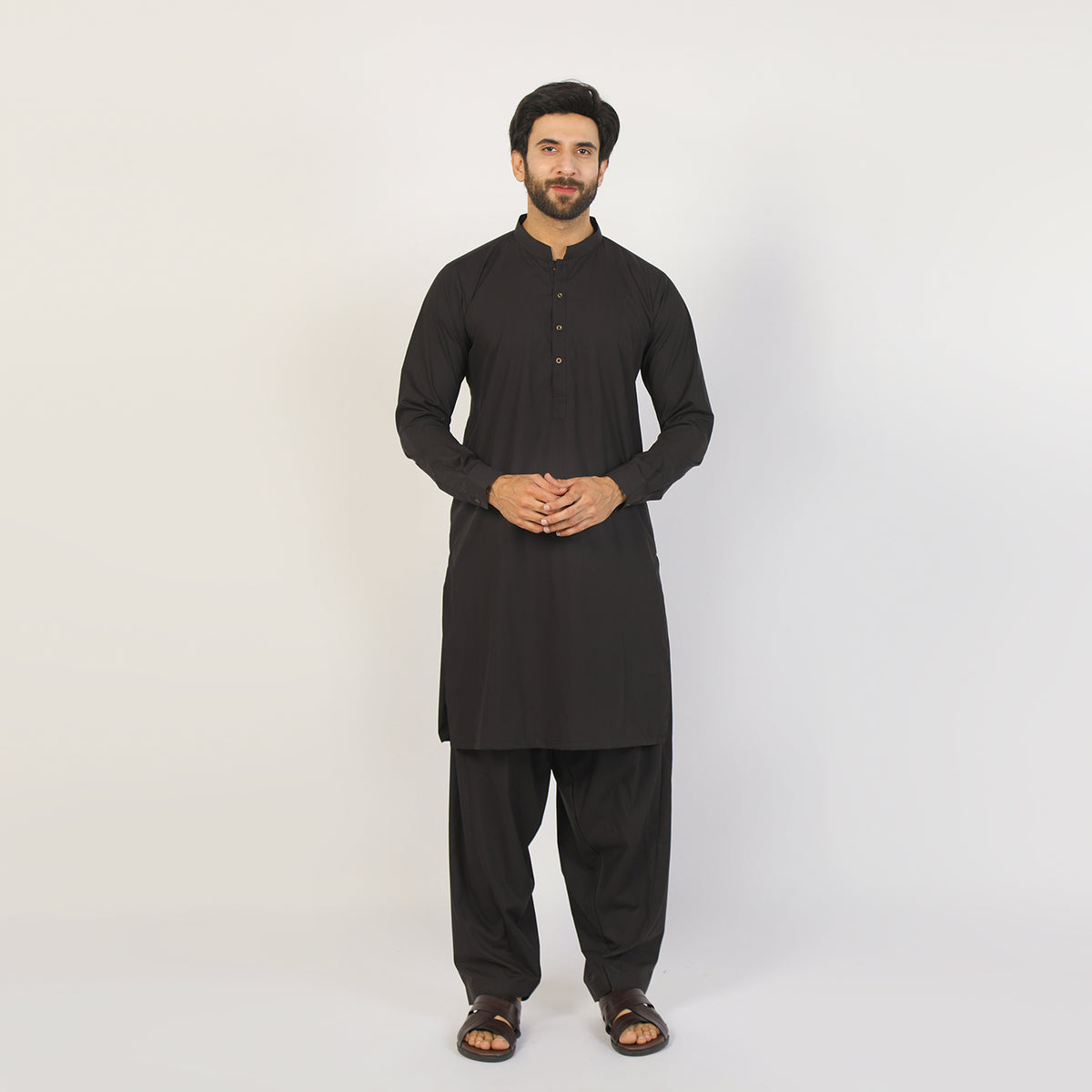 Eminent Men's Trim Fit Plain Shalwar Suits - Black Frost, Men's Shalwar Kameez, Eminent, Chase Value