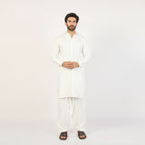 Eminent Men's Trim Fit Embroidered Shalwar Suit - White, Men's Shalwar Kameez, Eminent, Chase Value