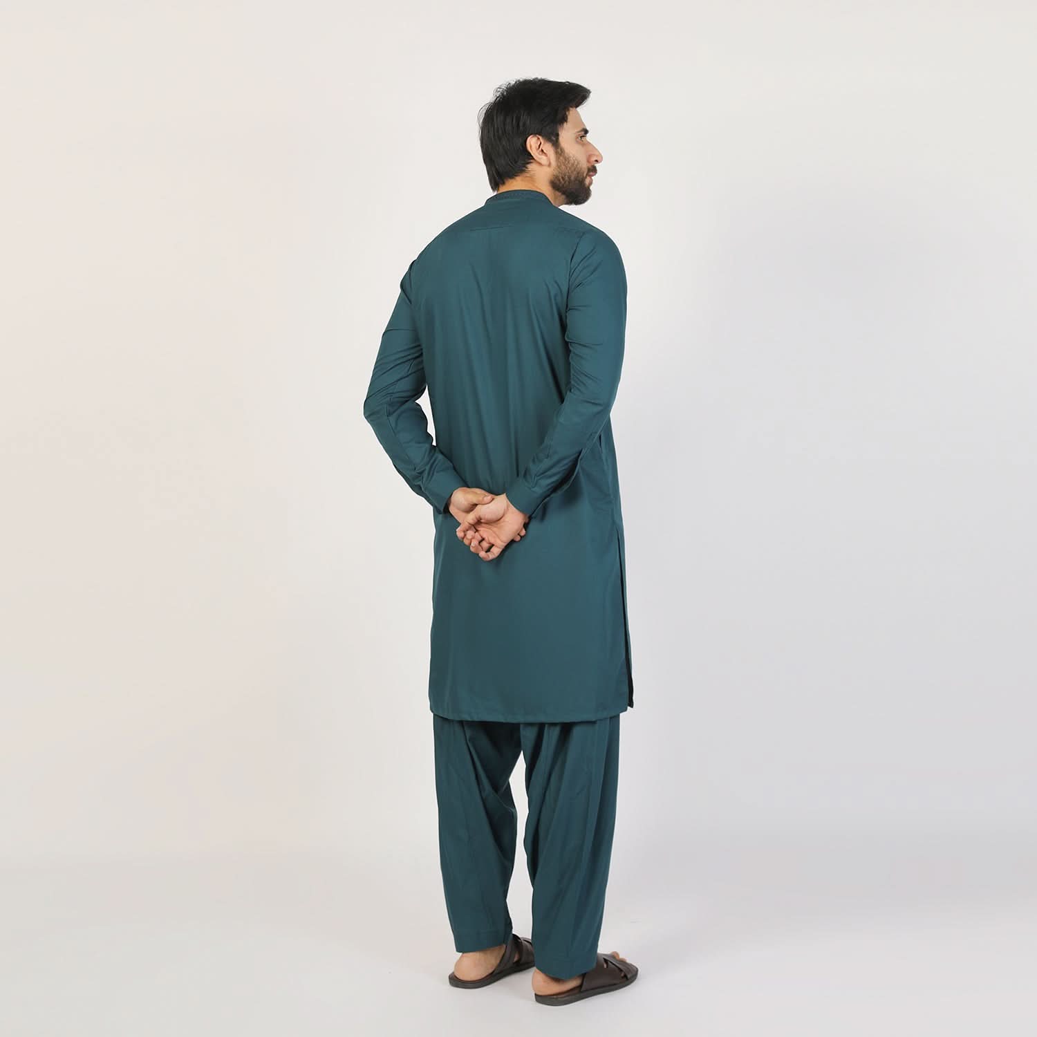 Eminent Men's Trim Fit Embroidered Shalwar Suit - Green, Men's Shalwar Kameez, Eminent, Chase Value