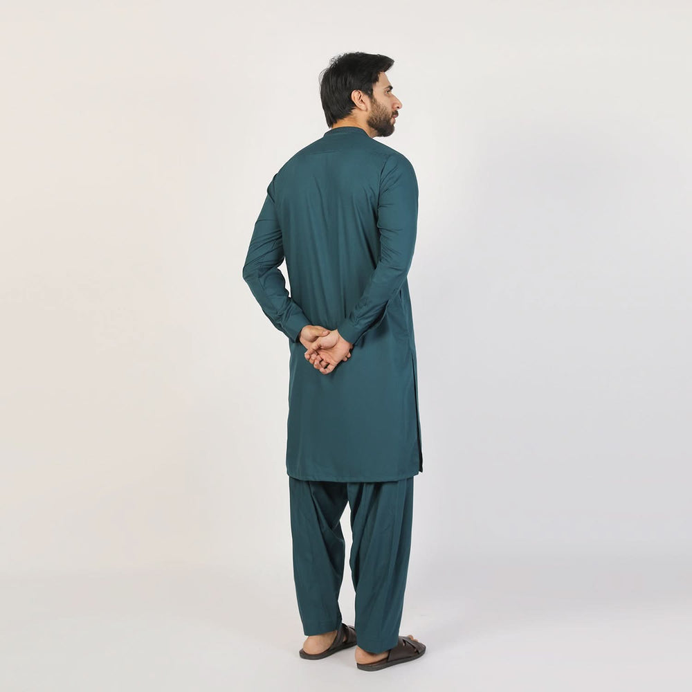 Eminent Men's Trim Fit Embroidered Shalwar Suit - Green, Men's Shalwar Kameez, Eminent, Chase Value