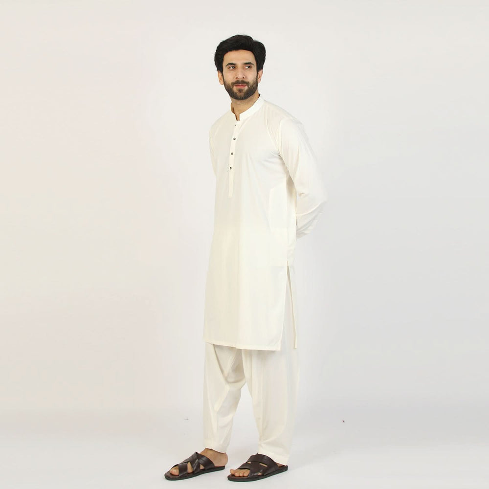 Eminent Men's Trim Fit Plain Shalwar Suits - Off White, Men's Shalwar Kameez, Eminent, Chase Value