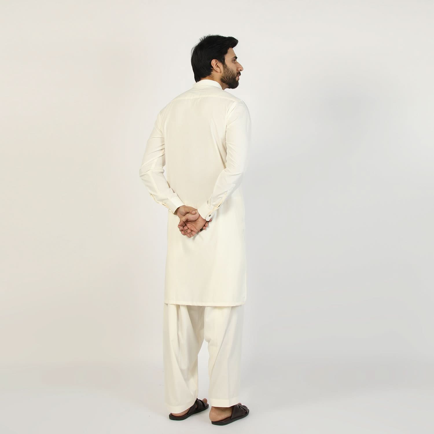 Eminent Men's Trim Fit Plain Shalwar Suits - Off White, Men's Shalwar Kameez, Eminent, Chase Value