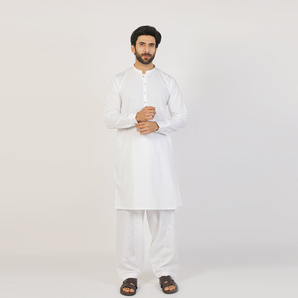 Eminent Men's Trim Fit Shalwar Suit - White, Men's Shalwar Kameez, Eminent, Chase Value