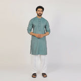 Men's Slim Fit Embroidered Kurta - Green, Men's Kurtas, Chase Value, Chase Value