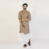 Men's Slim Fit Embroidered Kurta - Brown, Men's Kurtas, Chase Value, Chase Value
