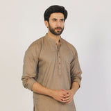 Men's Slim Fit Embroidered Kurta - Brown, Men's Kurtas, Chase Value, Chase Value