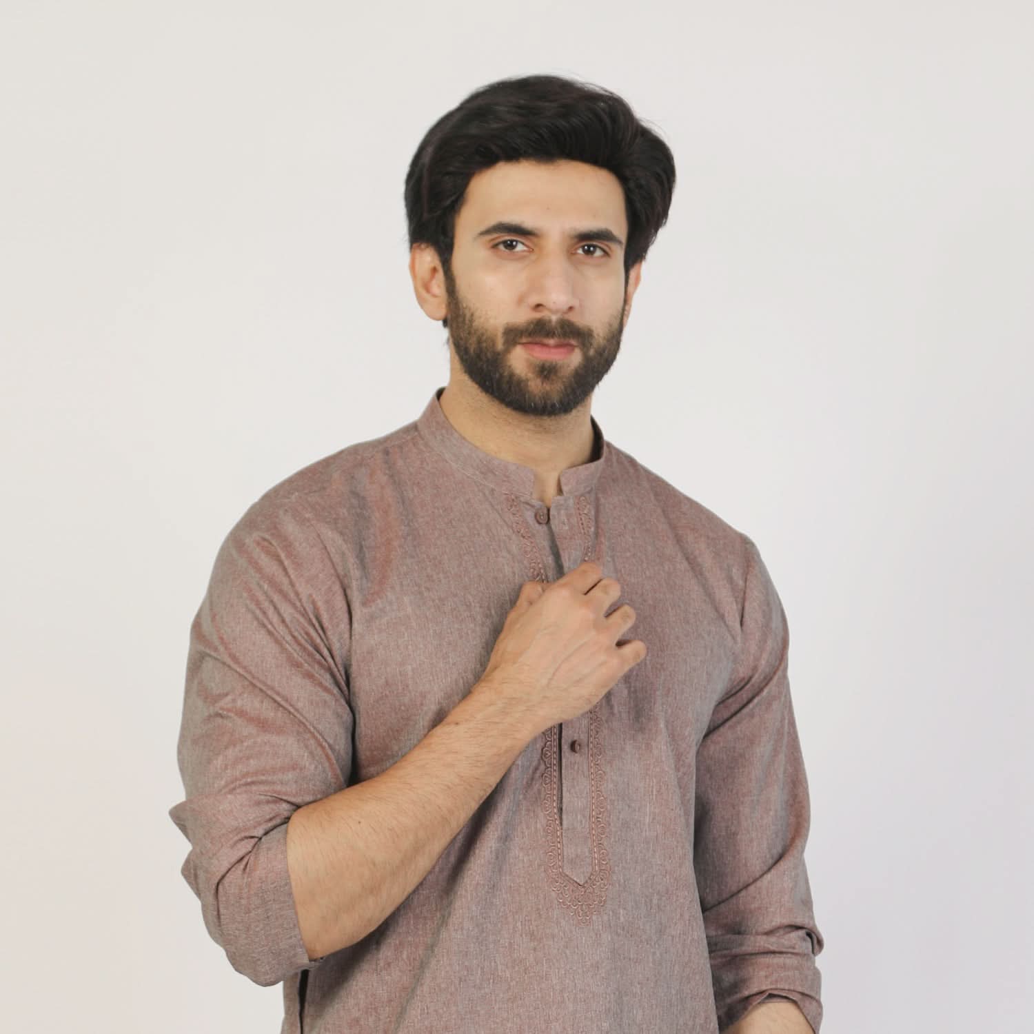 Men's Slim Fit Embriodered Kurta - Maroon, Men's Kurtas, Chase Value, Chase Value