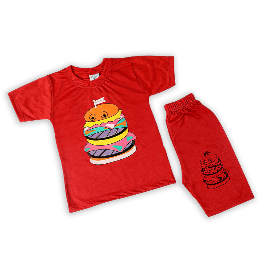 Boys Half Sleeves Suit - Red