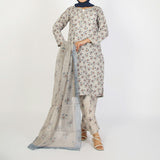 Women's Lawn Printed Embroidered 3Pcs Suit - Beige, Women Shalwar Suits, Chase Value, Chase Value