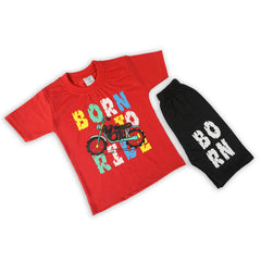 Boys Half Sleeves Suit - Red