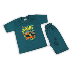 Boys Half Sleeves Suit - Steel Green