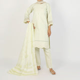 Women's Embroidered Jacquard 3Pcs Suit - Light Green, Women Shalwar Suits, Chase Value, Chase Value