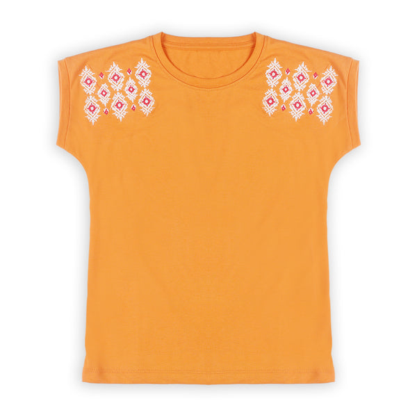 Eminent Girls Half Sleeves T-Shirt - Orange