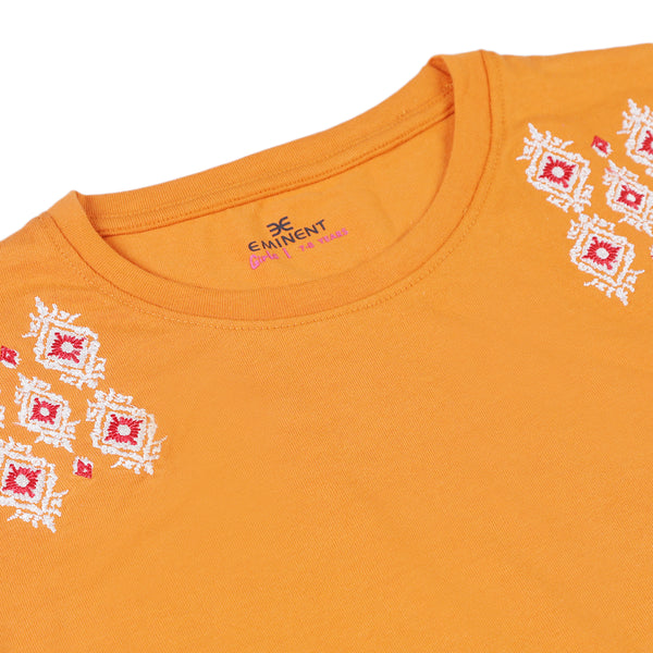 Eminent Girls Half Sleeves T-Shirt - Orange