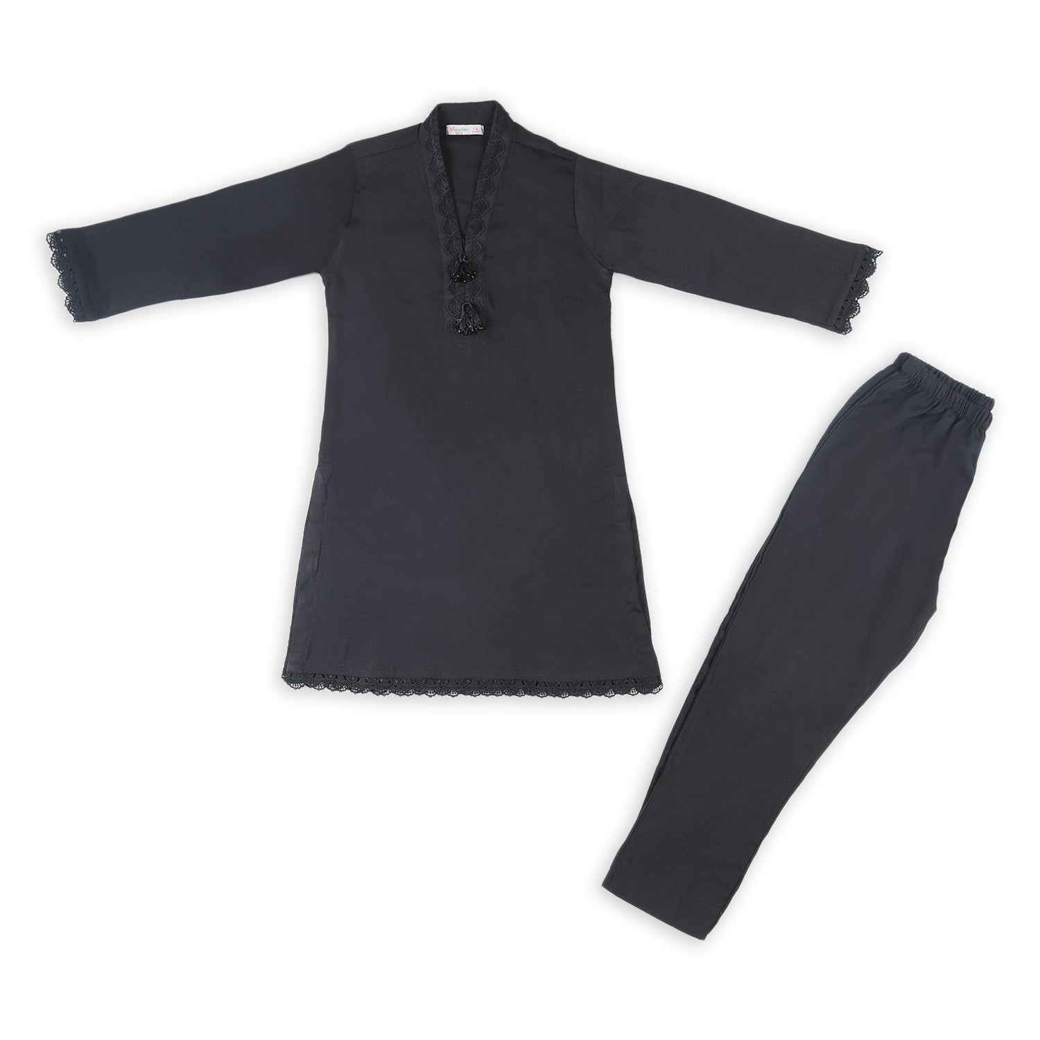 Girls 2 Pcs Suit - Black, Girls Shalwar Kameez, Chase Value, Chase Value