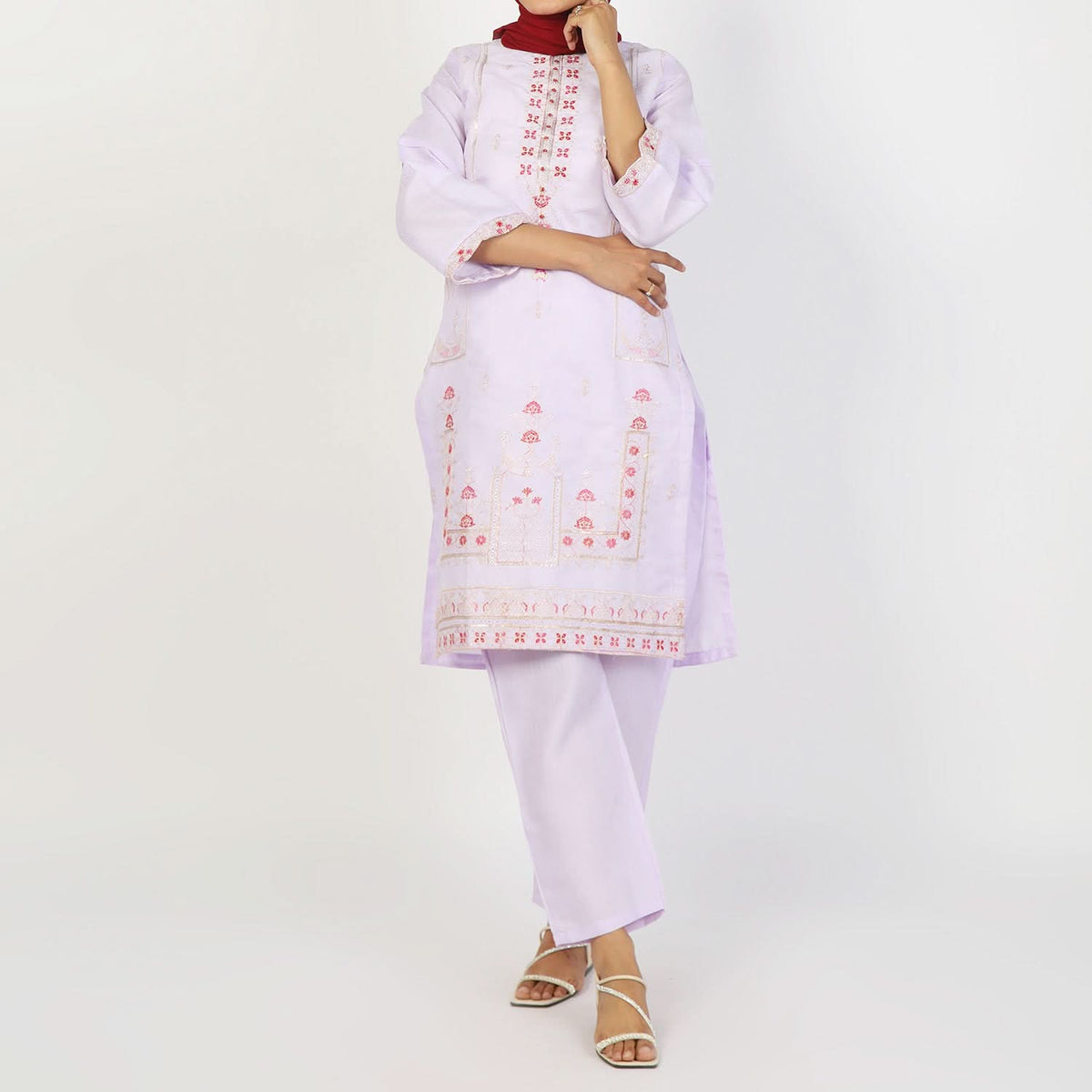 Women's Jacquard 2Pcs Suit - Light Purple, Women Shalwar Suits, Chase Value, Chase Value