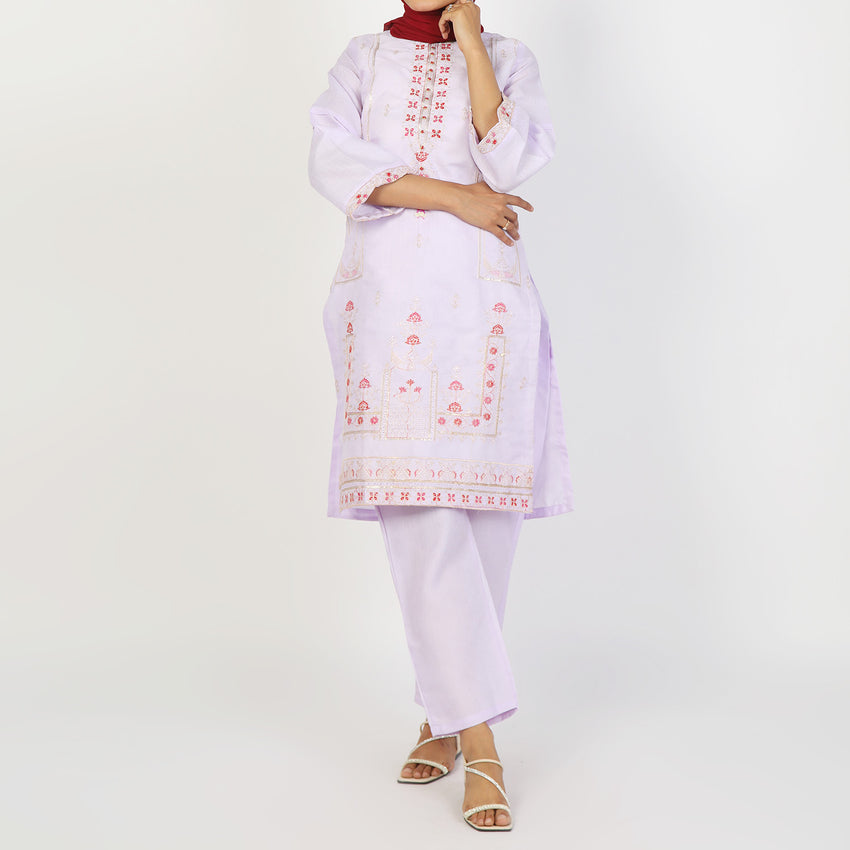 Women's Jacquard 2Pcs Suit - Light Purple