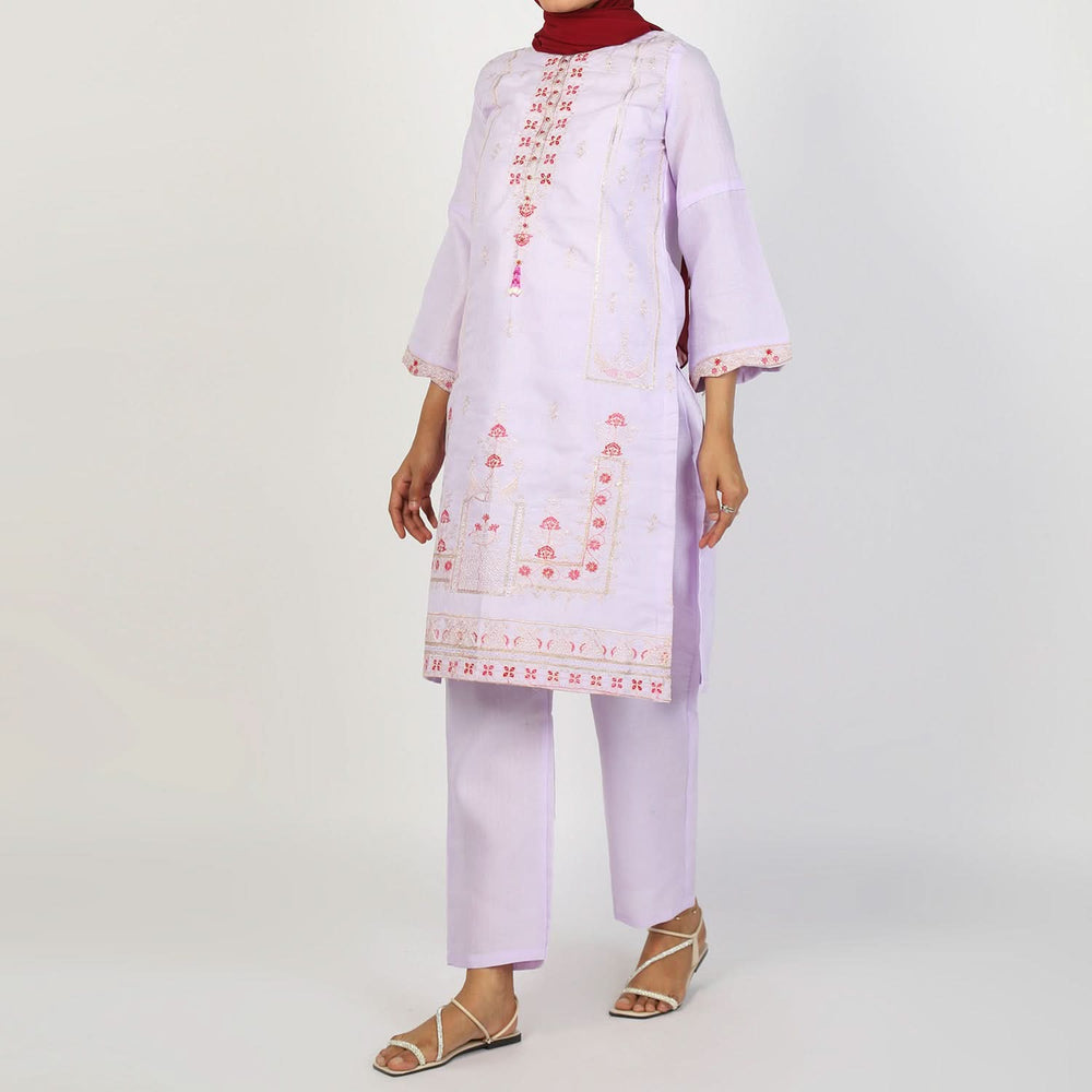 Women's Jacquard 2Pcs Suit - Light Purple, Women Shalwar Suits, Chase Value, Chase Value