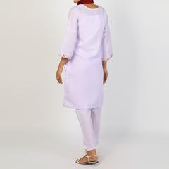 Women's Jacquard 2Pcs Suit - Light Purple