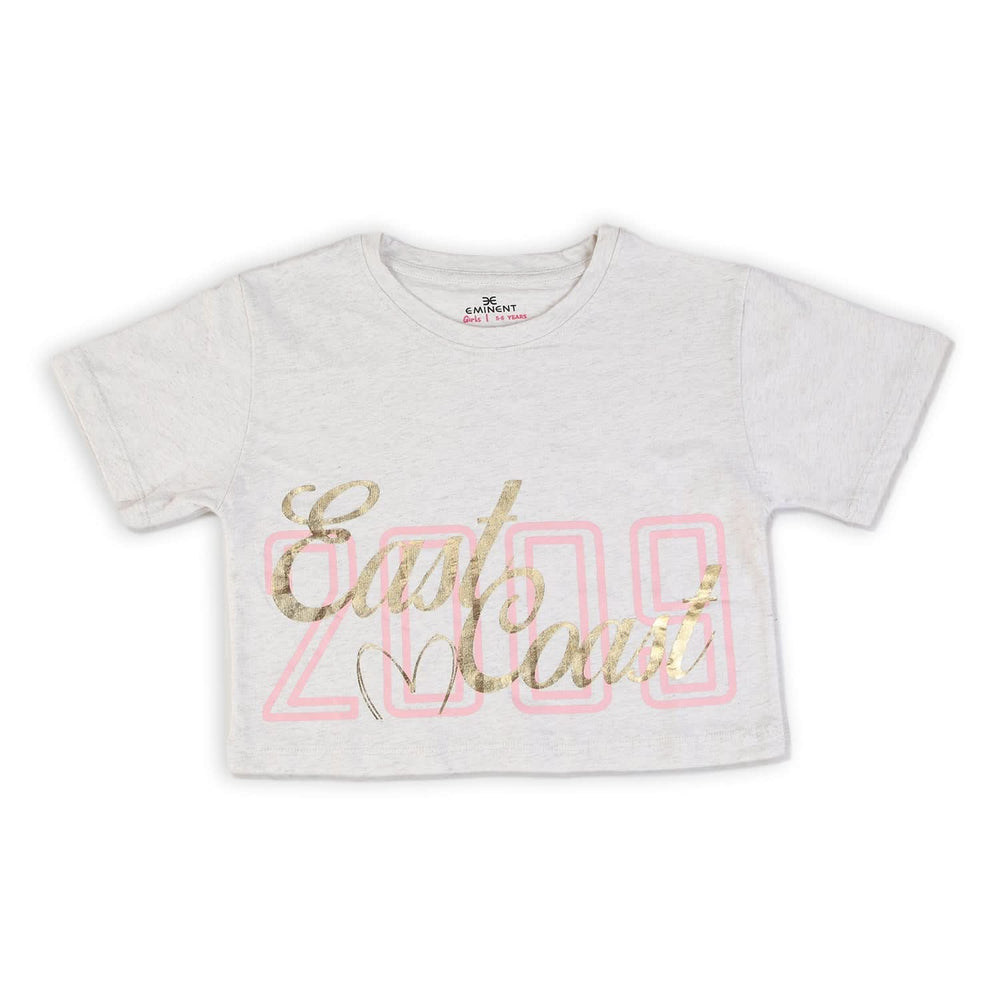 Eminent Girls Half Sleeves T-Shirt - Oatmeal, Girls T-Shirts, Eminent, Chase Value