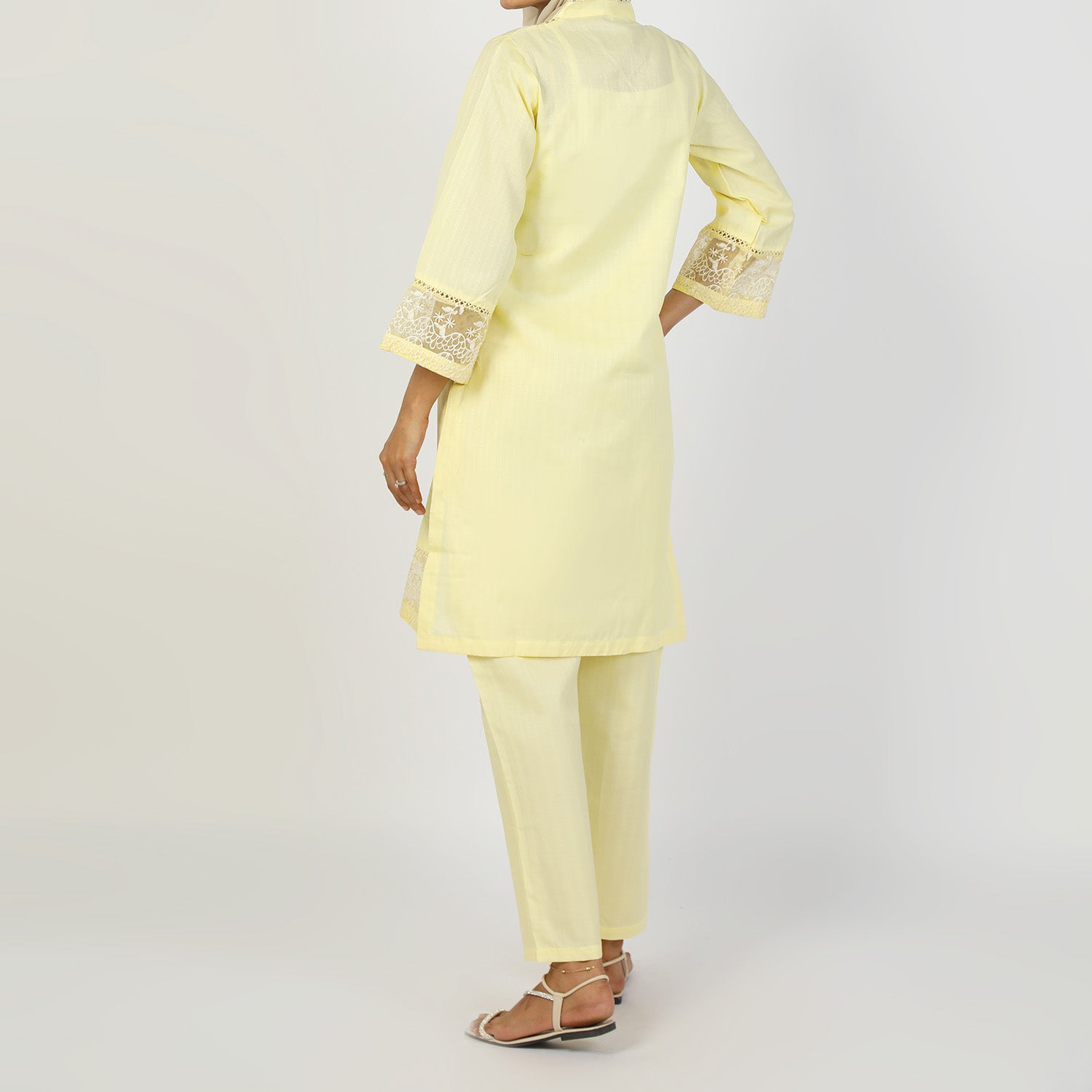 Women's Dobbi 2Pcs Suit - Lemon, Women Shalwar Suits, Chase Value, Chase Value