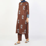 Women's Embroidered Eastern Co-ord Set - Brown, Women Co-Ord Set, Chase Value, Chase Value