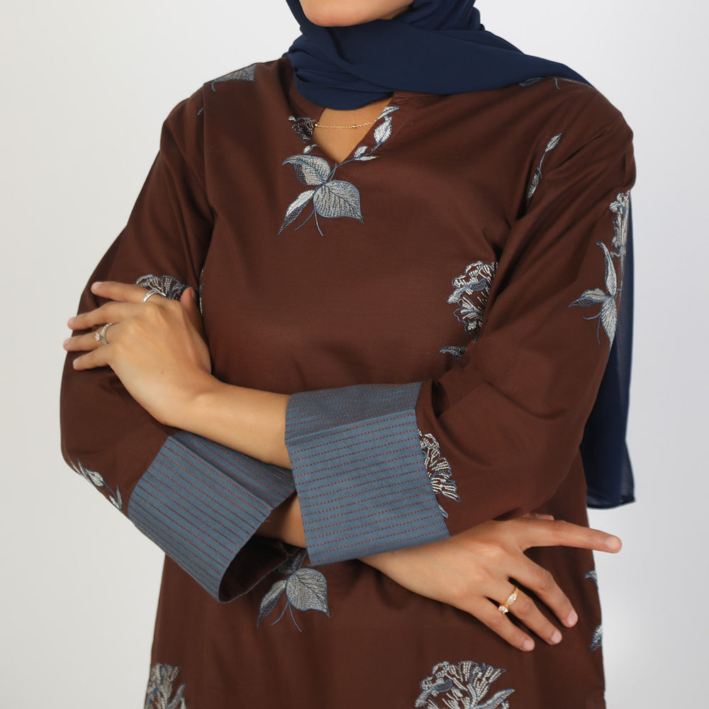 Women's Embroidered Eastern Co-ord Set - Brown, Women Co-Ord Set, Chase Value, Chase Value