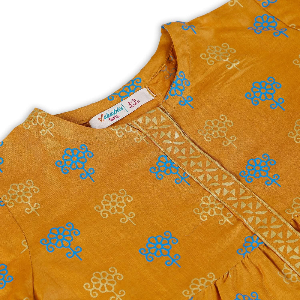 Girls 2 Pcs Cotton Shalwar Suit - Mustard, Girls Shalwar Kameez, Chase Value, Chase Value