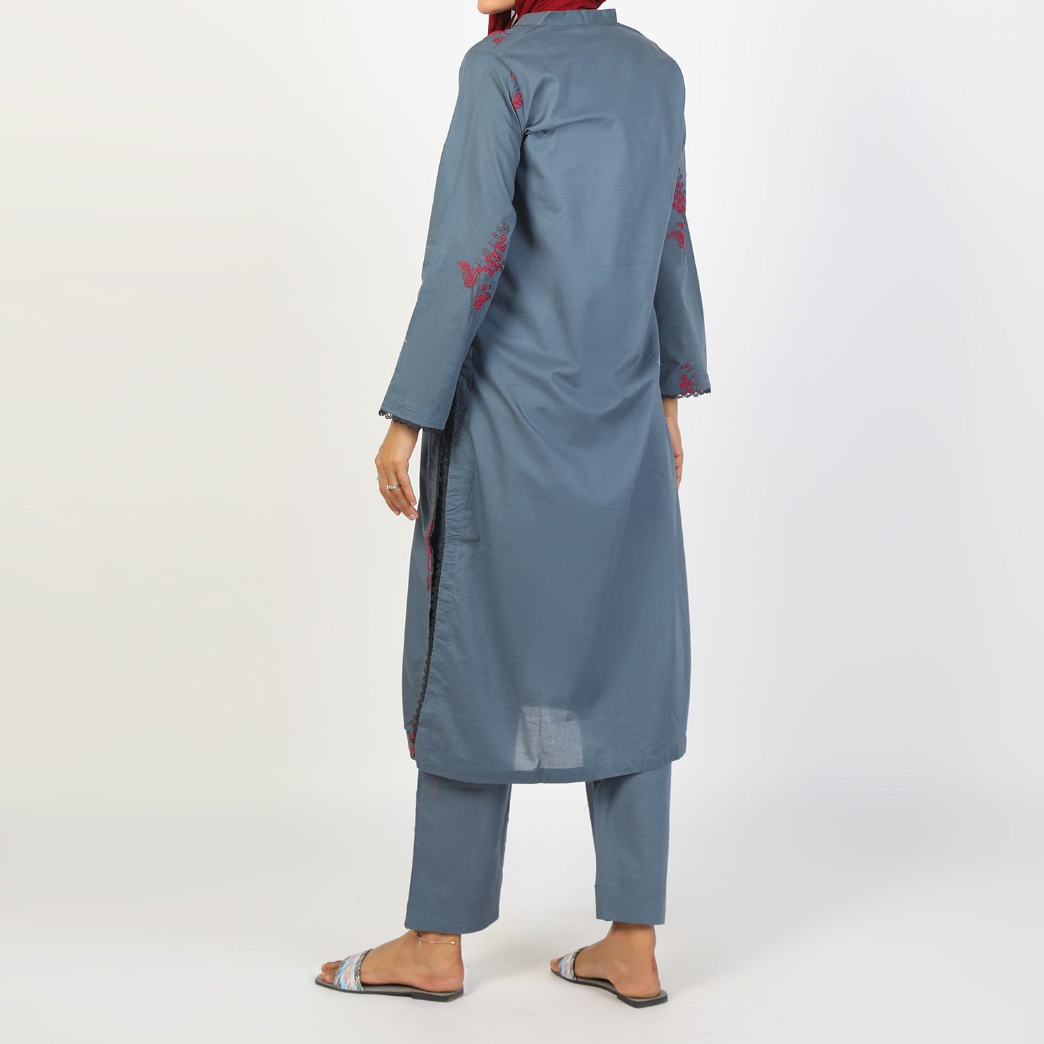 Women's Embroidered Eastern Co-ord Set - Grey, Women Co-Ord Set, Chase Value, Chase Value