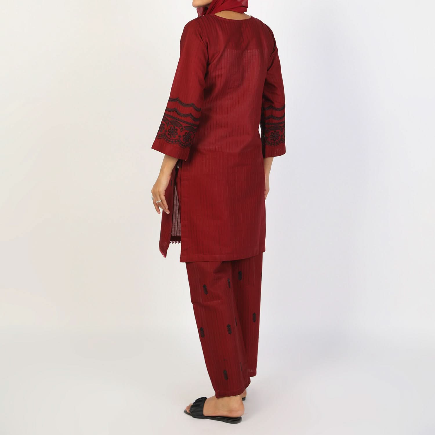 Women's Fancy 2Pcs Suit - Maroon, Women Shalwar Suits, Chase Value, Chase Value