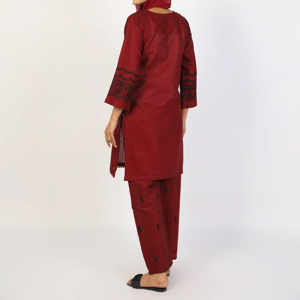 Women's Fancy 2Pcs Suit - Maroon, Women Shalwar Suits, Chase Value, Chase Value