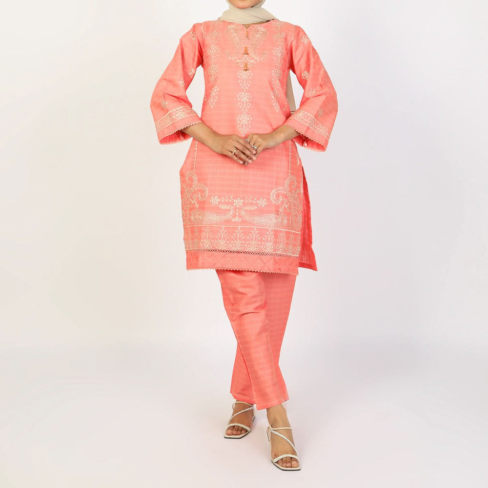 Women's Fancy 2Pcs Suit - Orange, Women Shalwar Suits, Chase Value, Chase Value