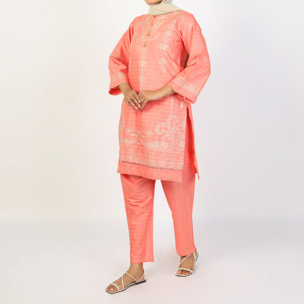 Women's Fancy 2Pcs Suit - Orange, Women Shalwar Suits, Chase Value, Chase Value