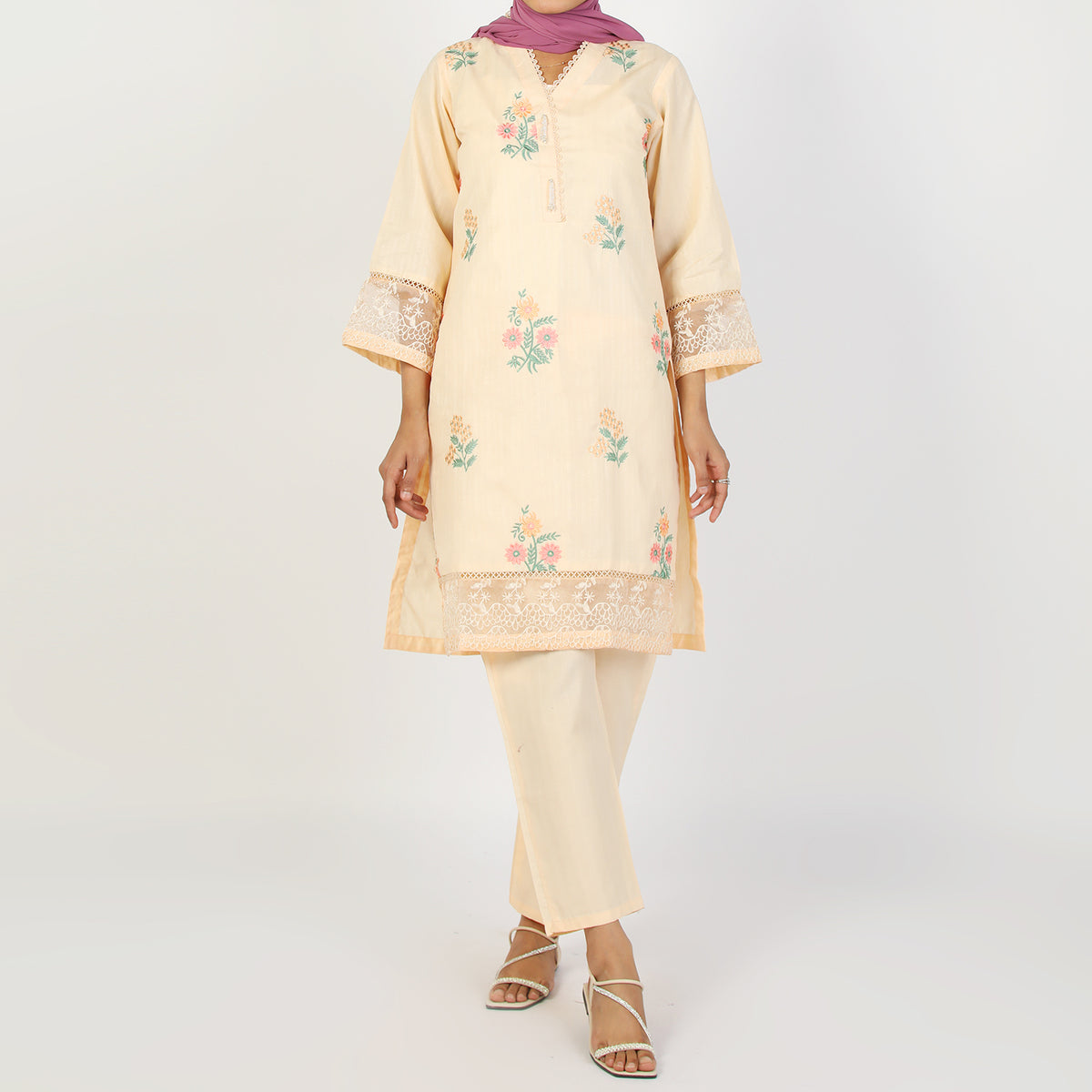 Women's Dobbi 2Pcs Suit - Peach, Women Shalwar Suits, Chase Value, Chase Value