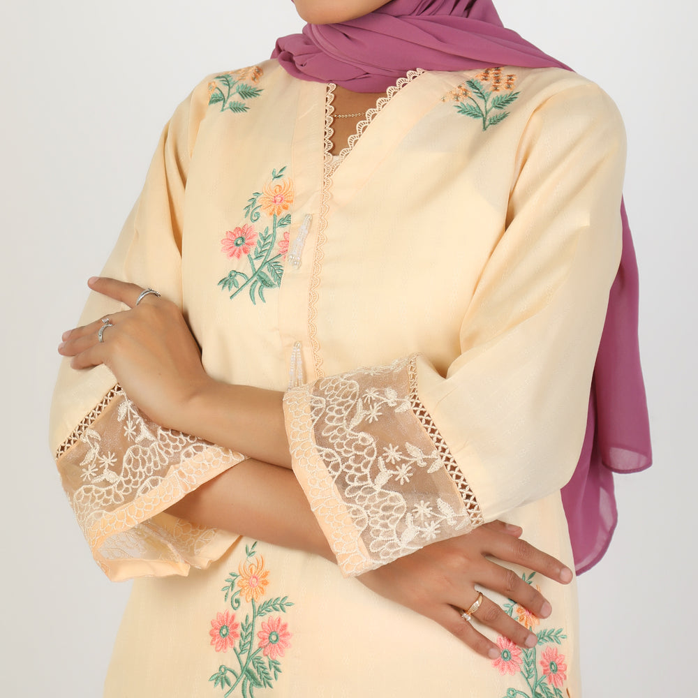 Women's Dobbi 2Pcs Suit - Peach, Women Shalwar Suits, Chase Value, Chase Value