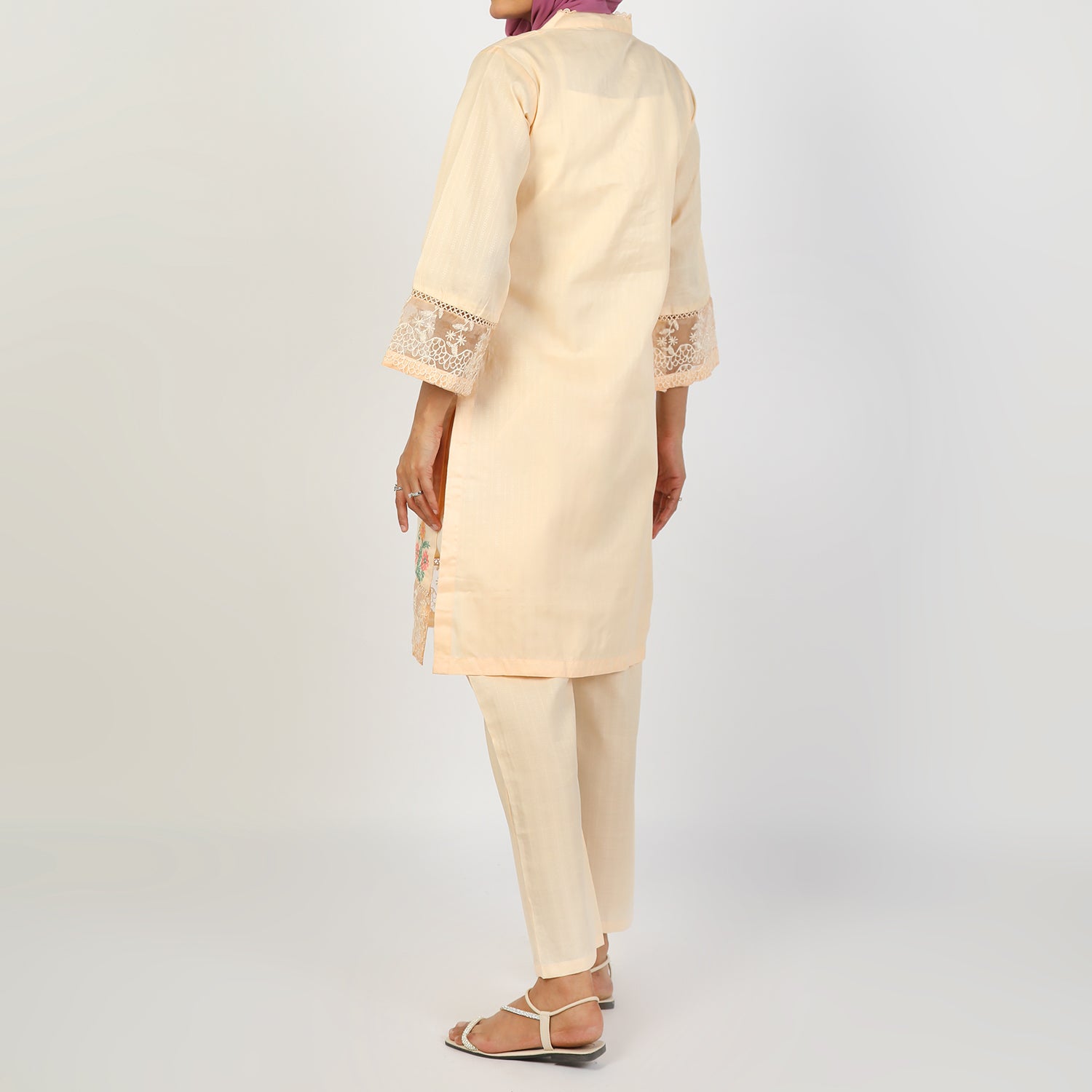 Women's Dobbi 2Pcs Suit - Peach, Women Shalwar Suits, Chase Value, Chase Value