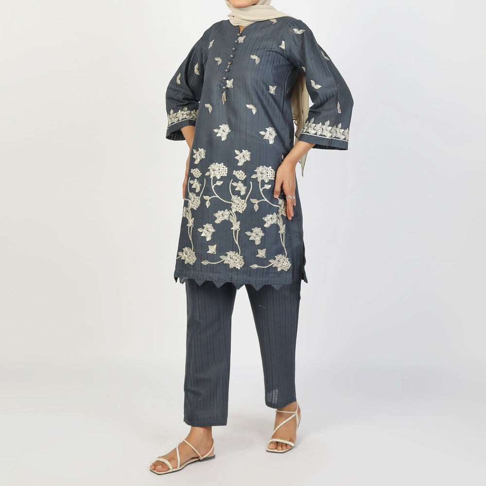Women's Dorya 2Pcs Suit - Dark Grey, Women Shalwar Suits, Chase Value, Chase Value