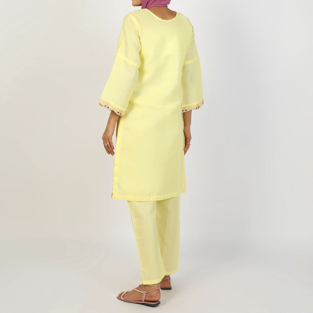 Women's Jacquard 2Pcs Suit - Yellow, Women Shalwar Suits, Chase Value, Chase Value