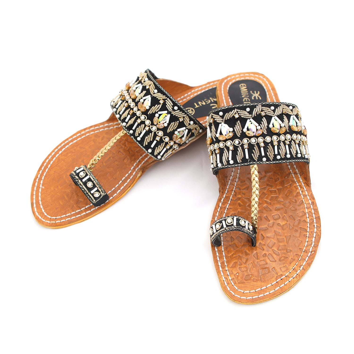 Eminent Women's Leather Kolhapuri Slipper - Black, Women Slippers, Eminent, Chase Value