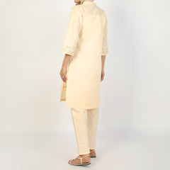 Women's Slub 2Pcs Suit - Cream