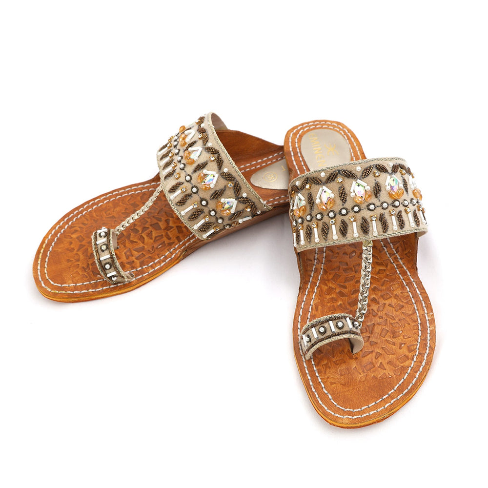 Eminent Women's Leather Kolhapuri hSlipper - Fawn, Women Slippers, Eminent, Chase Value