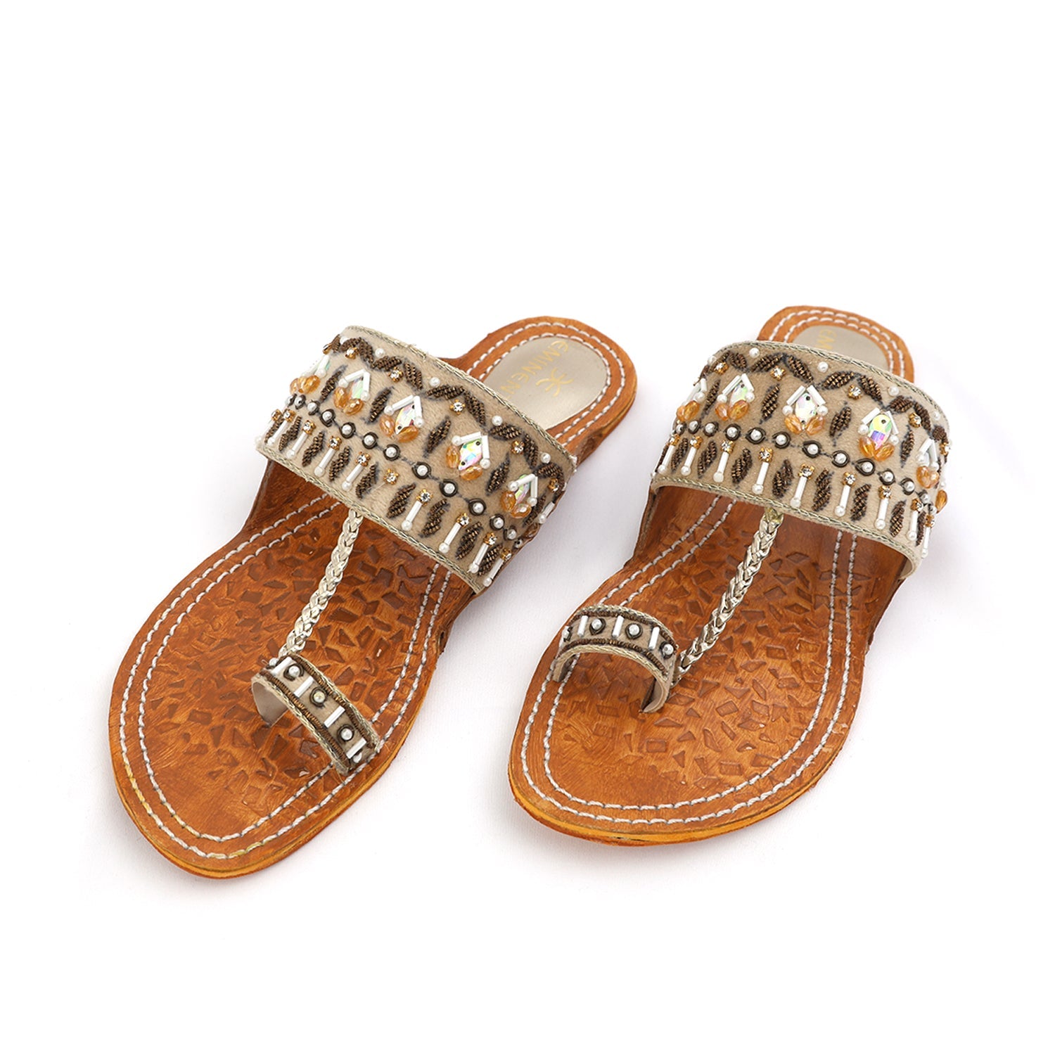 Eminent Women's Leather Kolhapuri hSlipper - Fawn, Women Slippers, Eminent, Chase Value