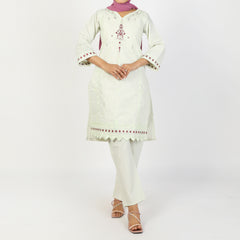 Women's Slub 2Pcs Suit - Light Green