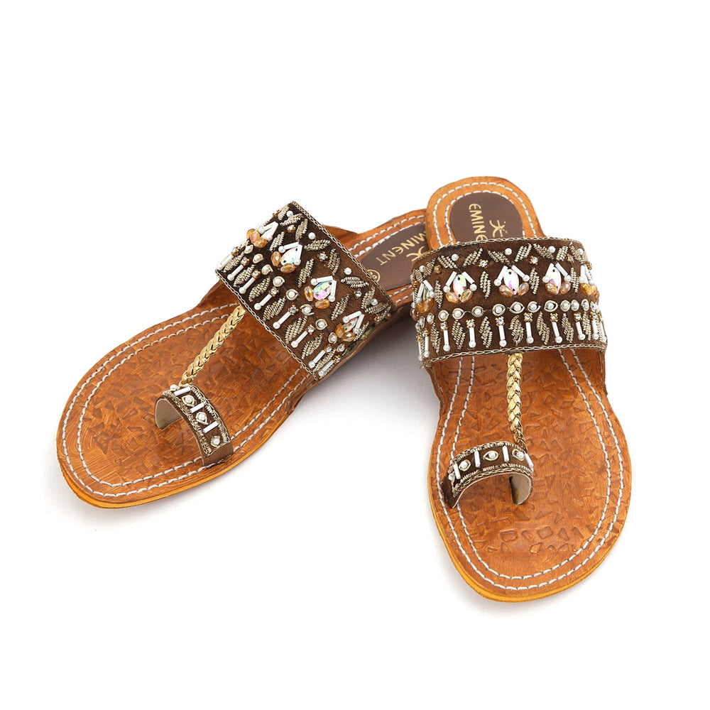Eminent Women's Leather Kolhapuri Slipper - Brown, Women Slippers, Eminent, Chase Value