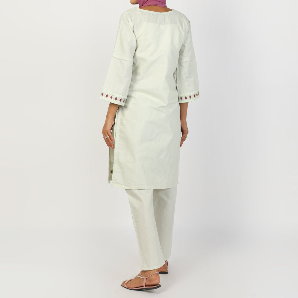 Women's Slub 2Pcs Suit - Light Green, Women Shalwar Suits, Chase Value, Chase Value