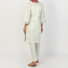 Women's Slub 2Pcs Suit - Light Green