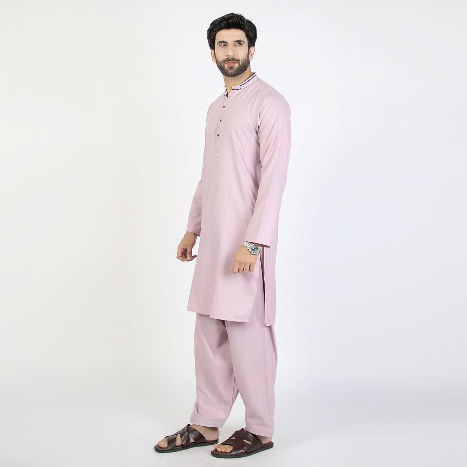 Men's Slim Fit Shalwar Suit - Tea Pink, Men's Shalwar Kameez, Chase Value, Chase Value